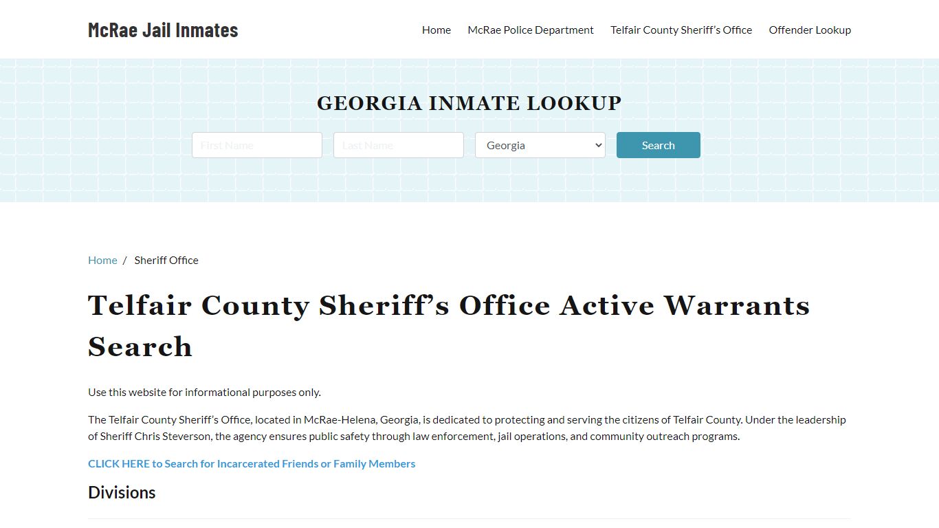 Telfair County Sheriff Office, GA Warrant Lookup - mcraejail.org