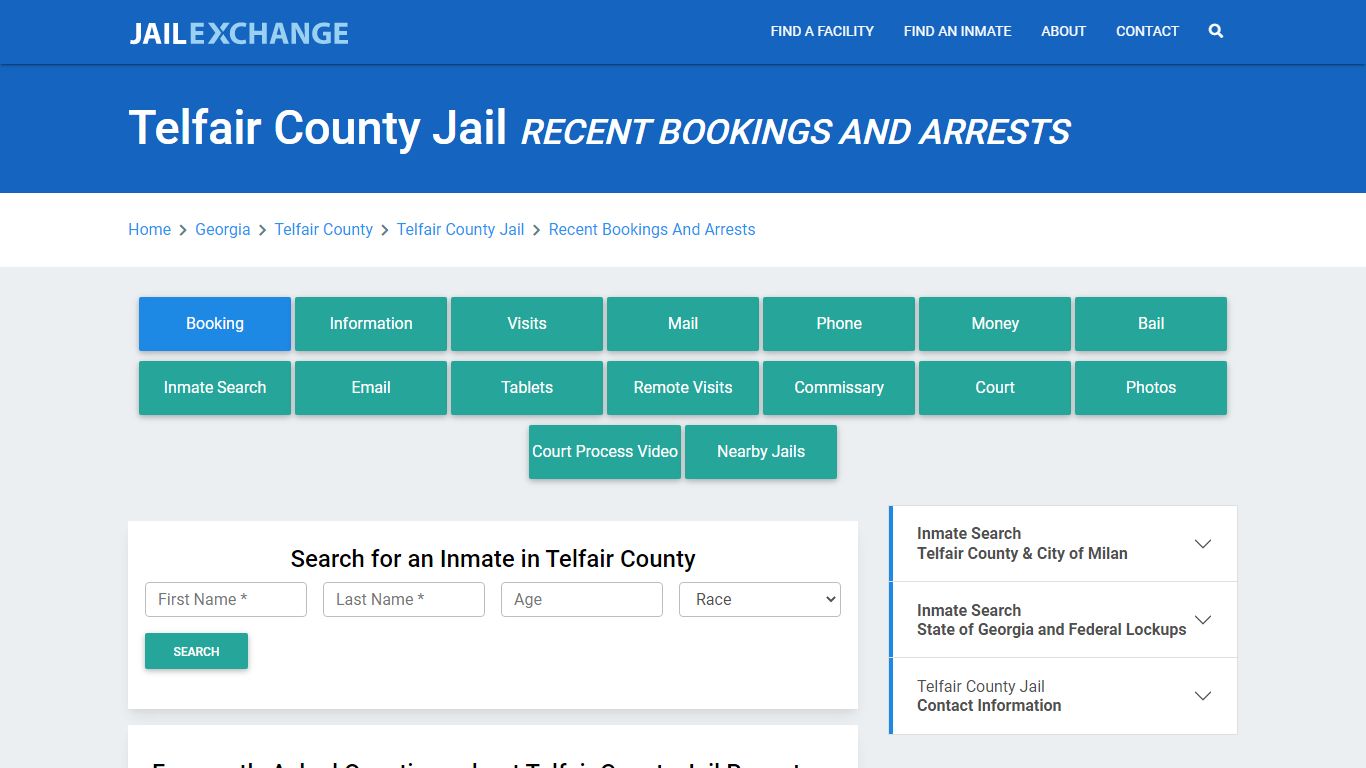 Telfair County Jail Recent Bookings And Arrests - Jail Exchange